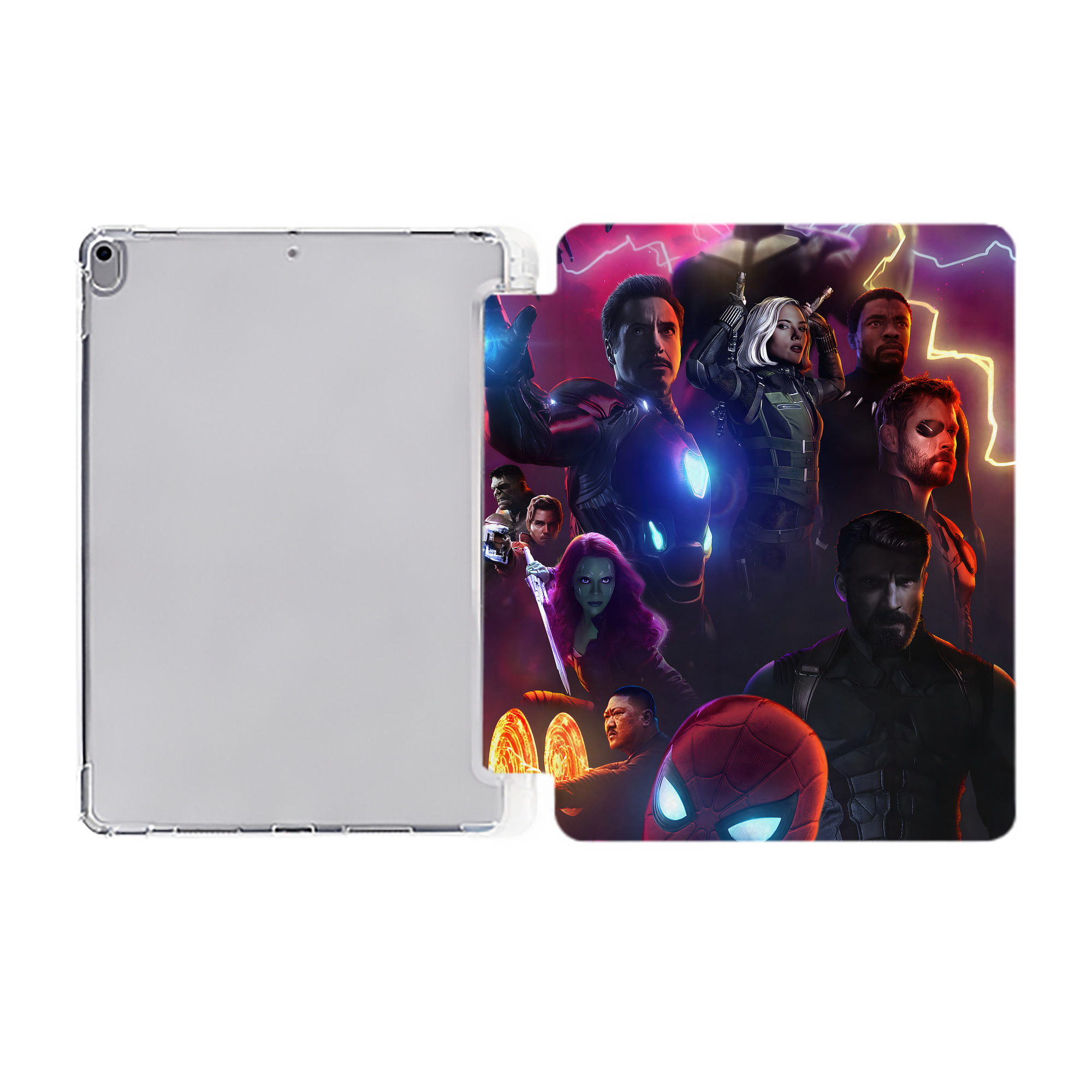 （画像用） アベンジャーズ The Avengers IPad ケース ペン収納付き 三つ折りスタンド PUレザー×シリコン 対応機種9.5/10.5/10.9インチ